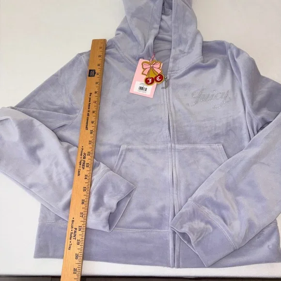Juicy Couture Lavender Velour Tracksuit Set Rhinestone Logo Hoodie Pants XL NEW